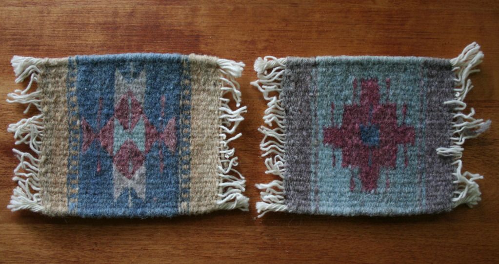 Handwoven Wool Rug Coasters Native American Indian Style Zapotec