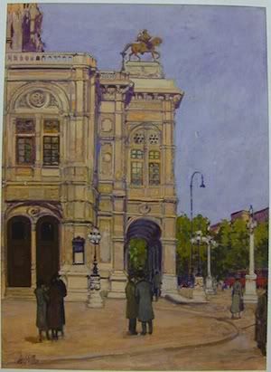 Hitler Watercolor of Old Vienna Opera House