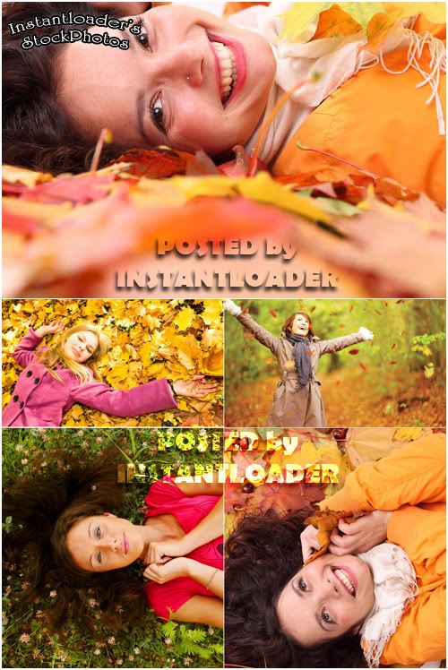 Happy Female in Forest - StockPhotos