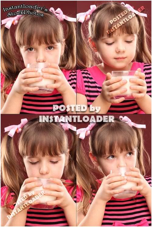 Girl Drinking Milk - StockPhotos