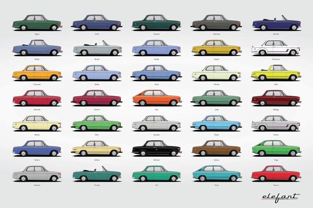 Bmw 2002 colors poster