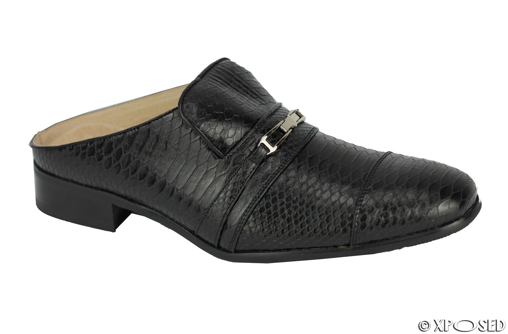 mens leather backless shoes