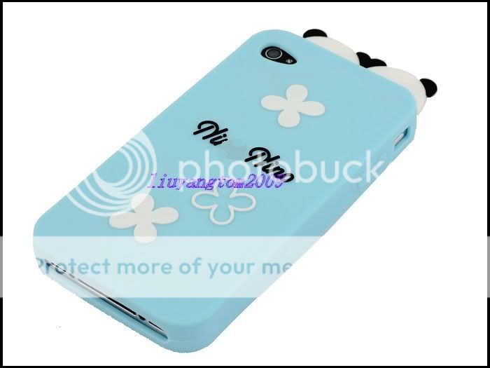 Blue Cute PANDA Soft Silicon Back Case Cover skin for iPhone 4 4G 