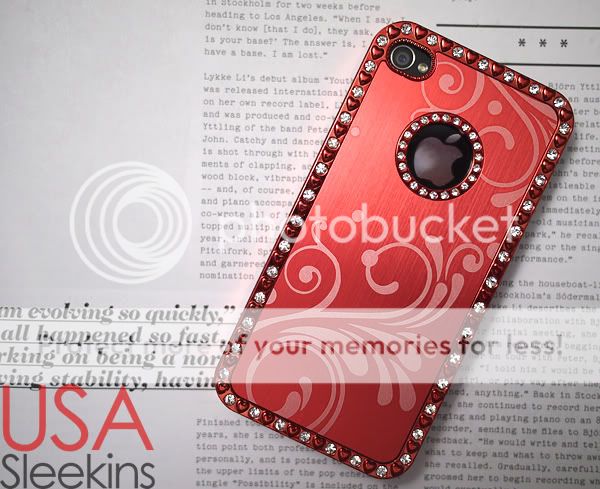   4S HIGH QUALITY LUXURY BLING DESIGNER STONE CASE RED FOR APPLE  