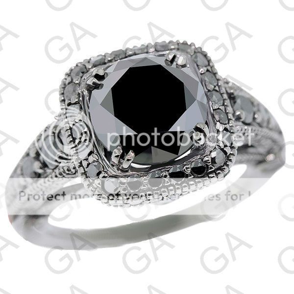   DGL Certified Natural Black Round Diamond Ring Anniversary Ring