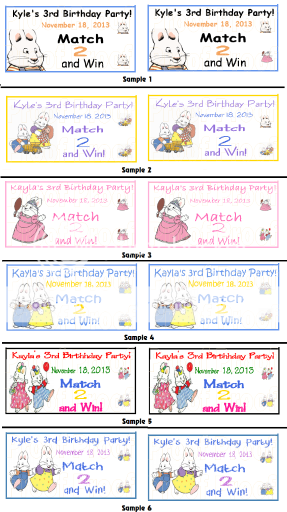 Max and Ruby Scratch Off Tickets  