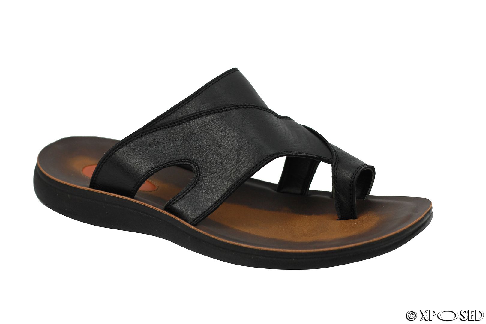 Mens Leather Black Brown Big Size Toe Grip Holiday Sandals Pool Thong ...