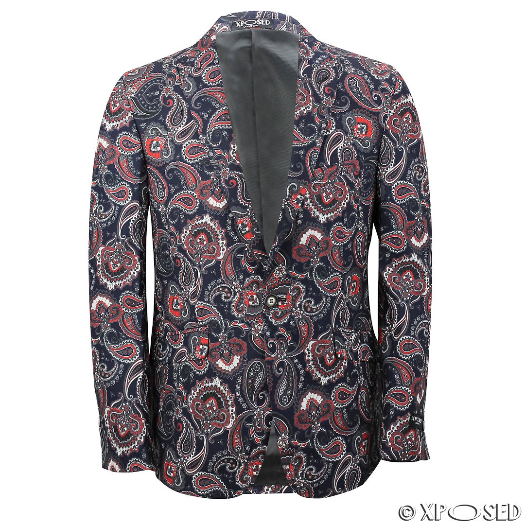 Mens Vintage Paisley Print Smart Casual Blazer Slim Fitted Italian ...