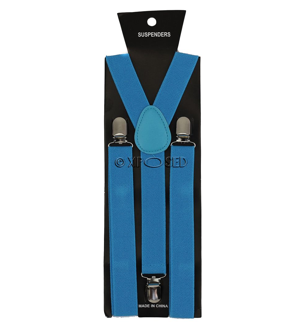 Mens Ladies Unisex Adjustable Slim Braces Plain Suspenders Clip On