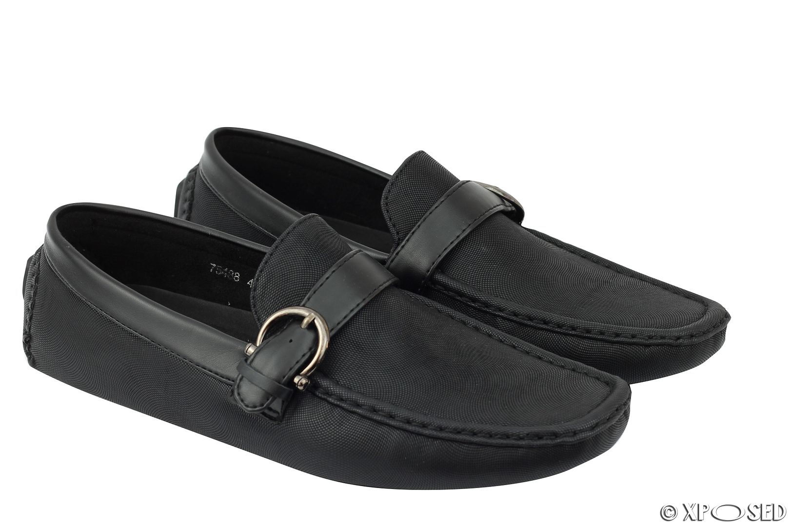 Men Black BeigeFaux Leather Casual Loafer Moccasins Slip on Strap ...