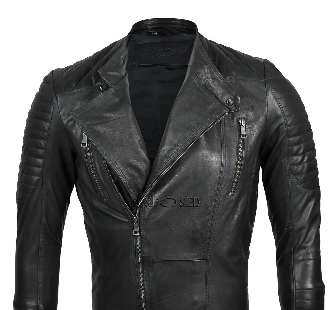 New Mens Slim Fit Real Leather Biker Jacket Urban Vintage Washed Brown ...