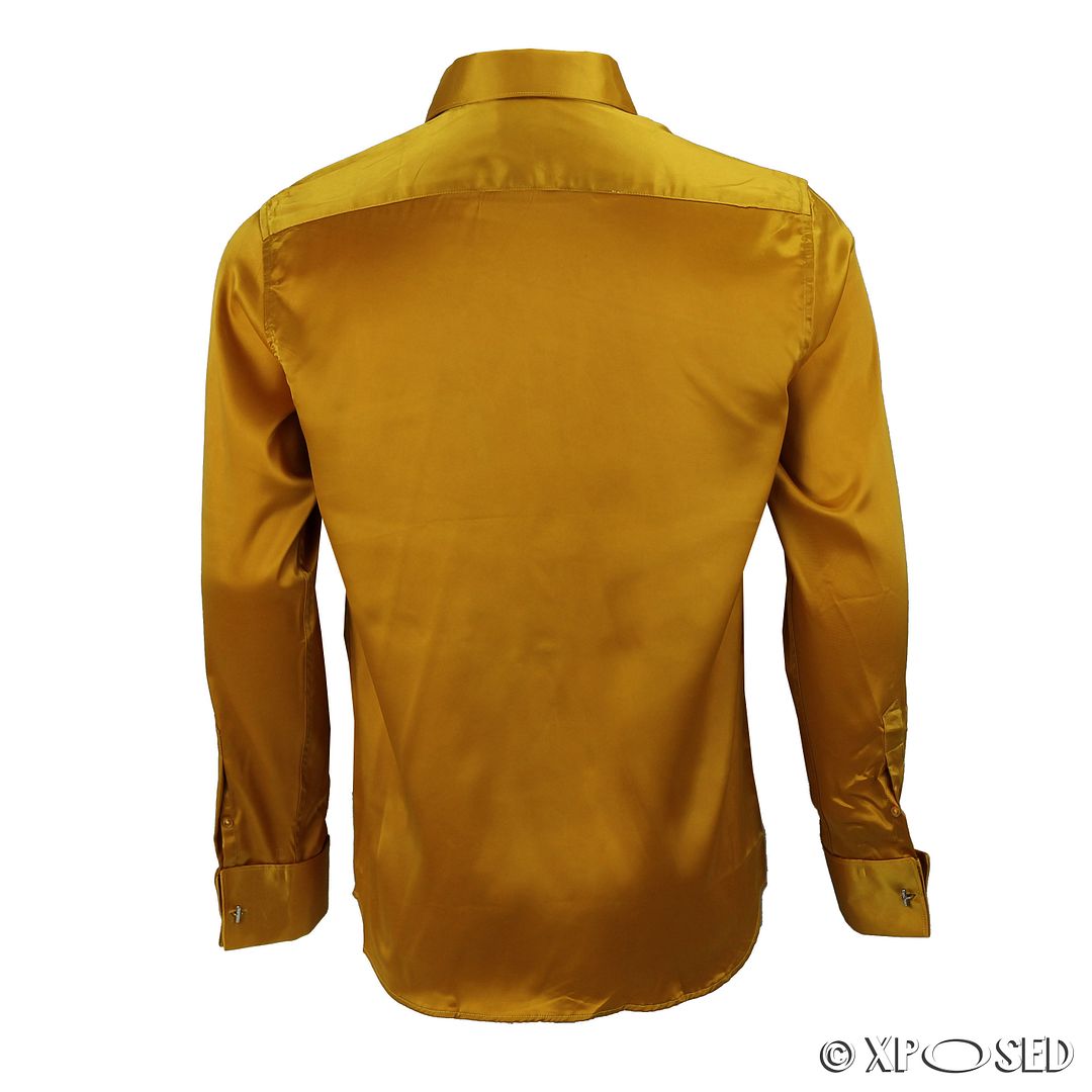 Mens Satin Silky Feel Smart Casual Double Cuff Wedding Party Formal