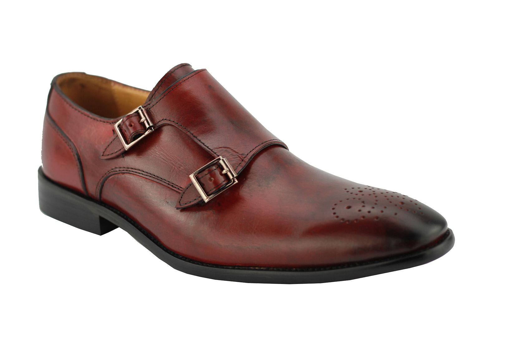 Hombre Cuero Real Smart Casual Zapatos De Correa Hebilla Doble