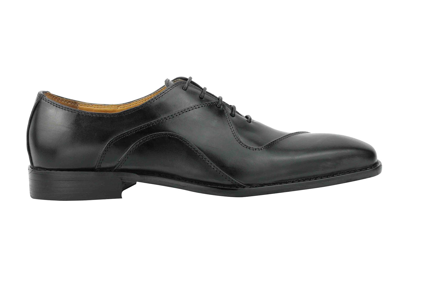 Mens Black Brown Polished Real Leather Smart Formal Lace up Oxford ...